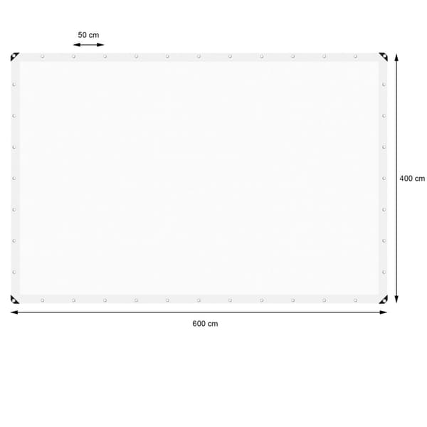 ECD Germany dækker flyvevævsplan med eyelets 4x6 m 24m² 260g/m² hvid lavet af polyethylen støber resistent vandtæt tearfast beskyttelsesplan bådplan