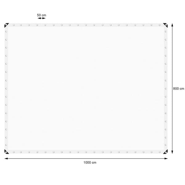 ECD Germany dækker flyvevævsplan med eyelets 8x10m 80m² 260g / m² hvid fremstillet af polyethylen skimmelsbestandig vandtæt tearfast beskyttelsesplan