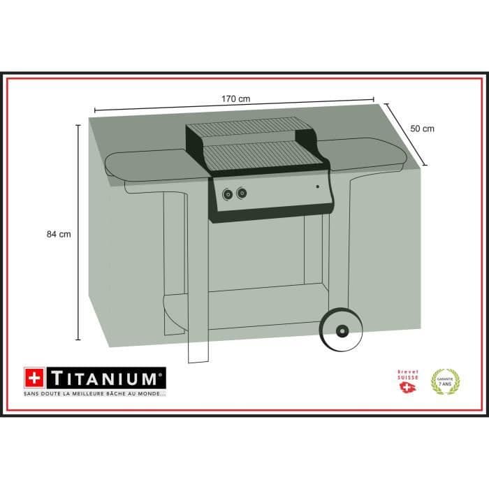 Överdrag till rektangulär grill 170 cm - Svart