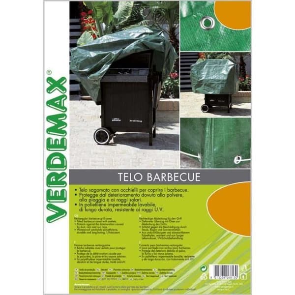VERDEMAX TELO COPERTURA GRILL 75X125X75 CM ACCESSORI PROTEZIONE BBQ