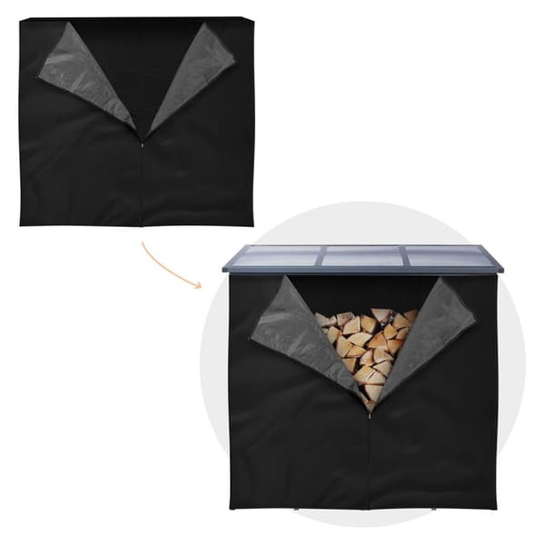 ML-Design Kaminholzregal Abdeckung; LxH: 240x165 cm; Schwarz; wetterfest; Polyester Wetterschutz; Schutzhülle für Feuerholzregal 185x185 cm;