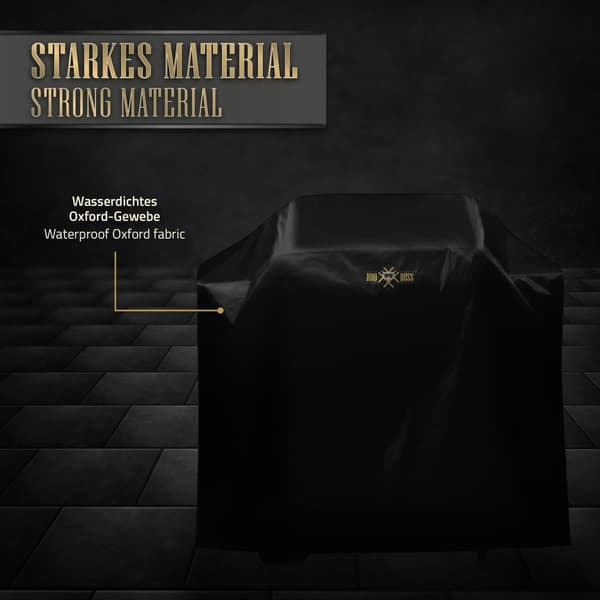 Premium grillovertræk i størrelse M 147x61x122 cm sort af Oxford-stof BBQ#BOSS