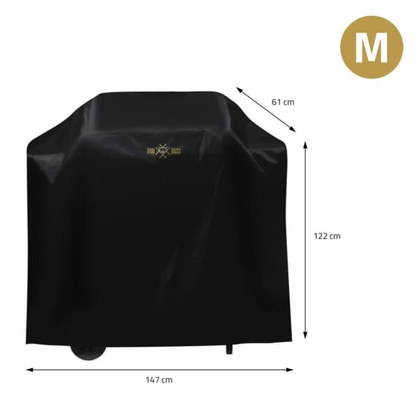 Premium grillovertræk i størrelse M 147x61x122 cm sort af Oxford-stof BBQ#BOSS