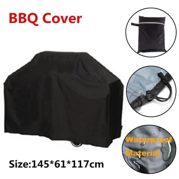 Grillskydd BBQ Vattentätt skydd Dammskydd Regn Svart trädgårdsuteplats 145x61x117cm