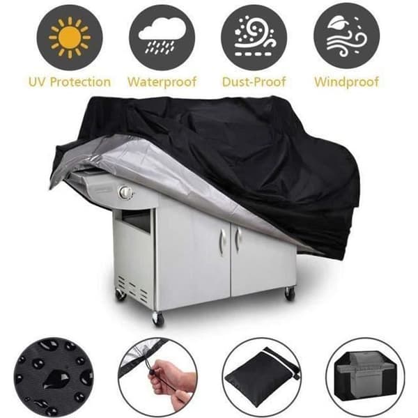 Vattentät och dammtät gasgrill skyddande lock - 190x117x71cm - Svart - 210D Oxford tyg