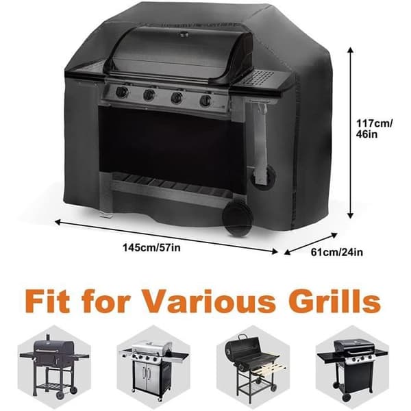 Skyddsöverdrag för grill - Svart - 145 x 61 x 117 cm - Anti-UV/Vattentät