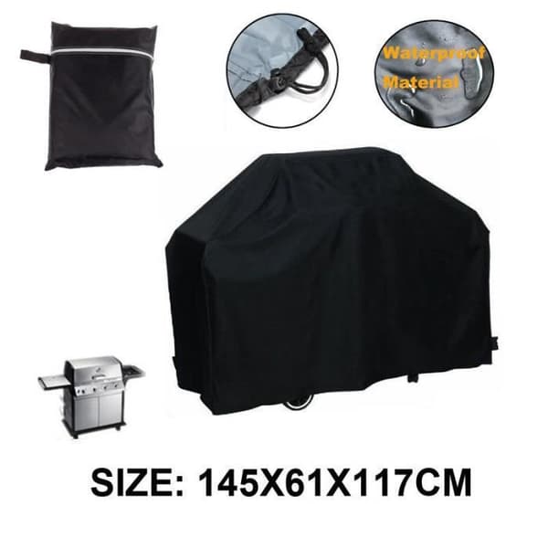 Grillskydd - Svart - 145x61x117cm - Vattentät - Polyester - Utomhusskydd