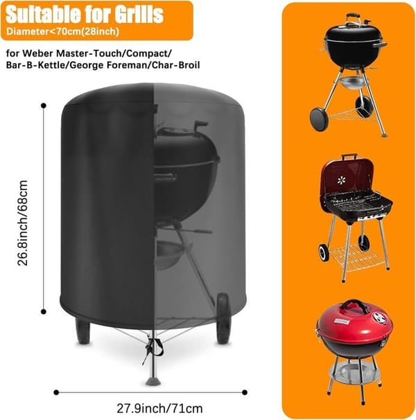 Grillskydd 71 x 68 cm skyddande presenning för utomhusbruk för grill, 420D Oxford vattentätt grillskydd