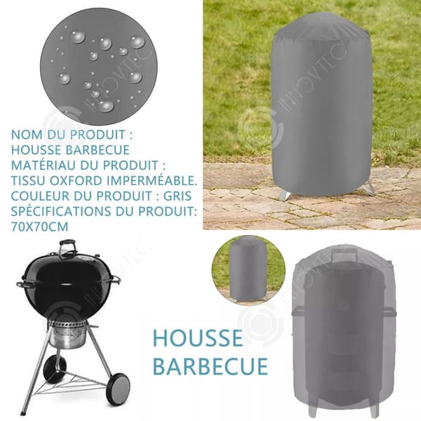 INN Round Oxford BBQ Cover Outdoor BBQ Skyddspresenning Anti Water Anti Tear 70x70cm Lämplig för de flesta grillar