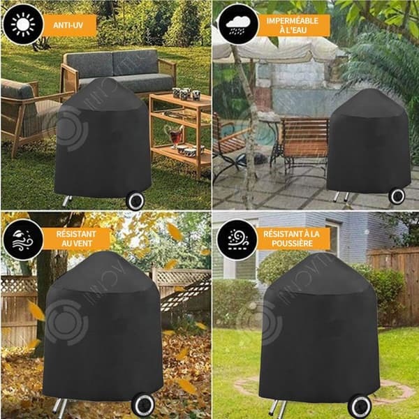 INN Grillöverdrag 61x70cm cylindriskt grillskydd 210D oxfordtyg vattentätt anti-UV skyddsöverdrag BBQ grill utomhus