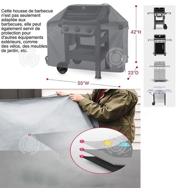 INN Grillskydd 145x61x117cm grillskydd 420D Oxford-tyg vattentätt anti-UV-skydd för utomhusgrill g