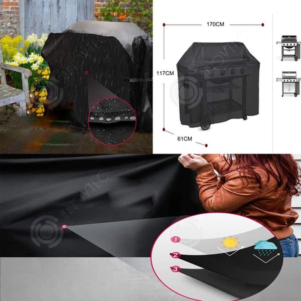INN Grillskydd 170x61x117cm grillskydd 600D Oxford-tyg vattentätt och anti-UV-skyddande skydd för utomhusgrill