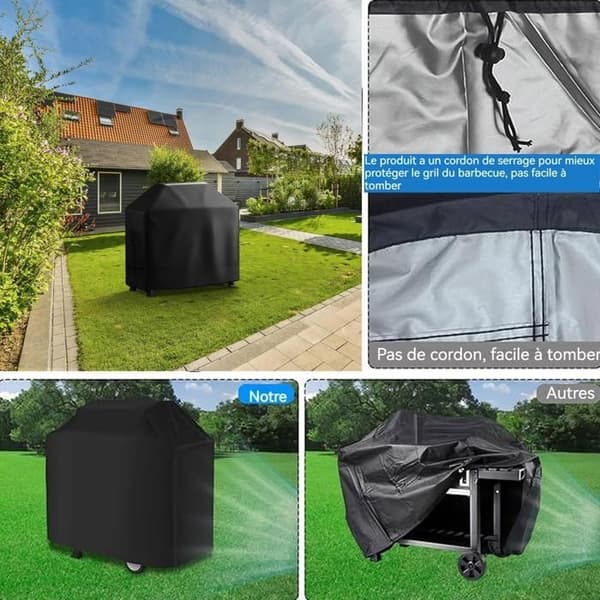TD® Grillskydd för utomhusbruk 145*61*117 cm Vattentätt UV-rivbeständigt hopfällbart solskyddsskydd Svart