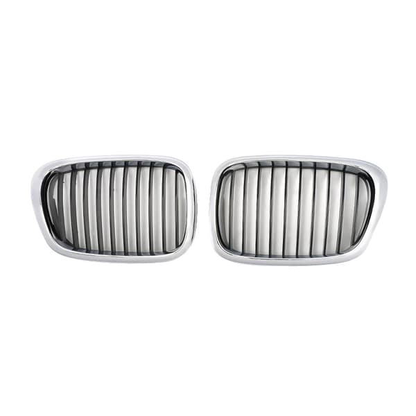 Frontbumpergrill, krom + sort farve, vertikal billetstil,Krom