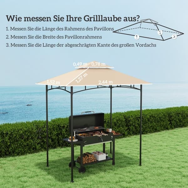 Udskiftningstag til Grill Pavillon, 1.5x2.4 m, Beige