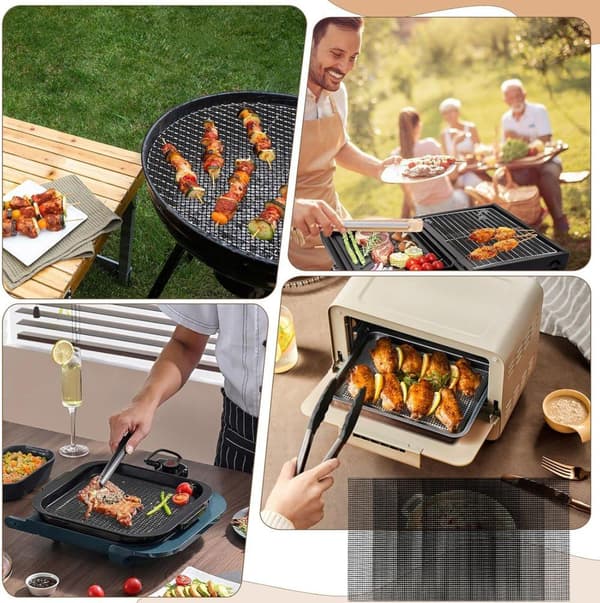 Lollanda 5-pack grillnätmattor i livsmedelskvalitet – tillbehör för grillgaller, återanvändbara och lätt att rengöra