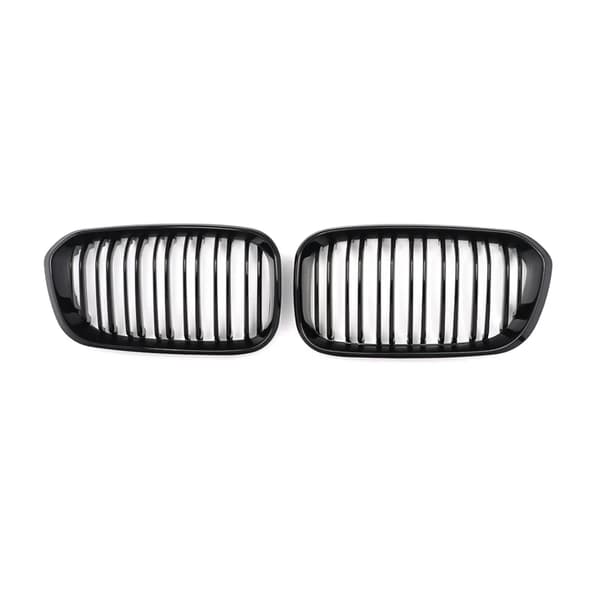 Frontbumpergrill, skinnende sort, dobbeltlinje design, holdbar ABS-plastik,Glansende Sort