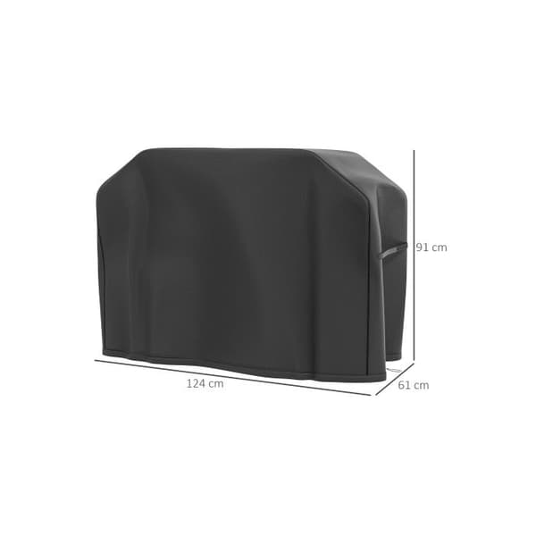 Outsunny Grillöverdrag BBQ Väderbeständigt överdrag med velcro för gasgrill 124x61x91cm Oxford svart