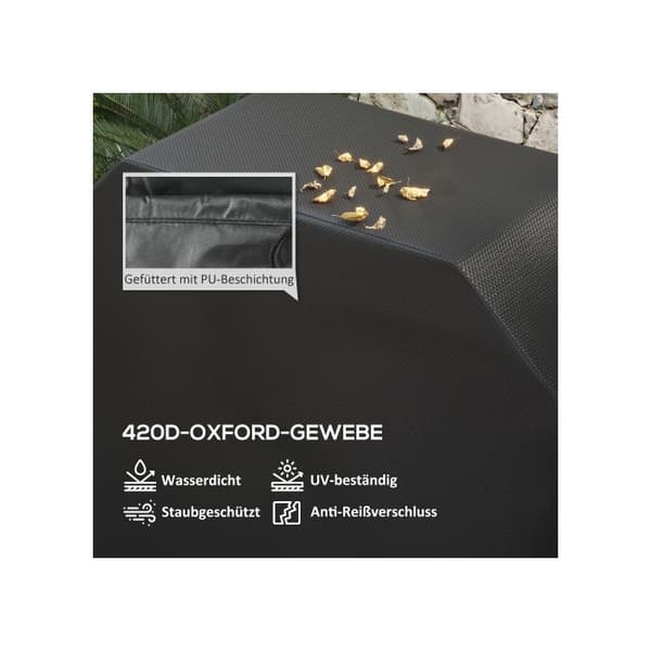 Outsunny Grillöverdrag BBQ Väderbeständigt överdrag med velcro för gasgrill 124x61x91cm Oxford svart