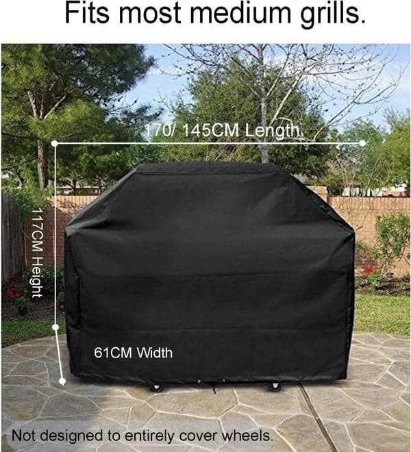 Lollanda Grillskydd 210D Oxford, Kraftigt grillöverdrag – Vattentätt, UV-skydd för Grill Skydd - 145/170x61x117 cm