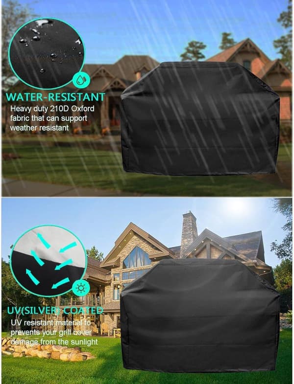 Lollanda Grillskydd 210D Oxford, Kraftigt grillöverdrag – Vattentätt, UV-skydd för Grill Skydd -  145/170x61x117 cm