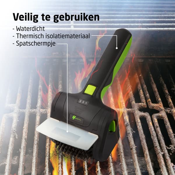 HomeTech Elektrisk BBQ-borste i stål – Trådlös och roterande