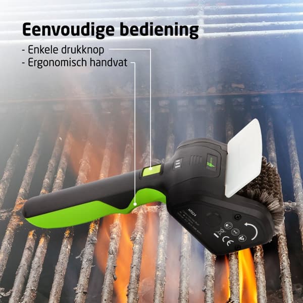 HomeTech Elektrisk BBQ-borste i stål – Trådlös och roterande