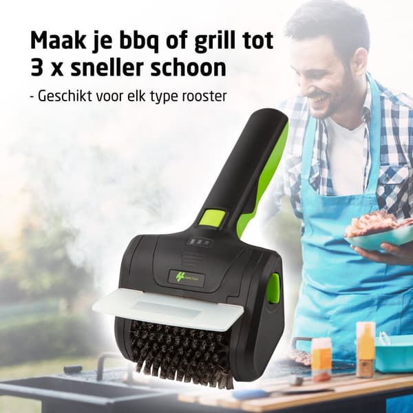 HomeTech Elektrisk BBQ-borste i stål – Trådlös och roterande