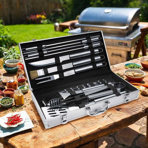 Grillbestick av rostfritt stål 18 delar - grå