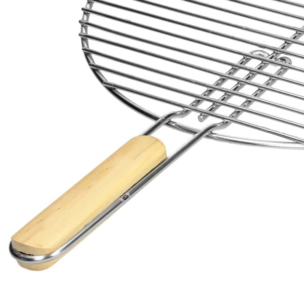 Pyöreä ruostumattomasta teräksestä valmistettu grilli, Ø 44,5 cm, jossa on irrotettava kahva