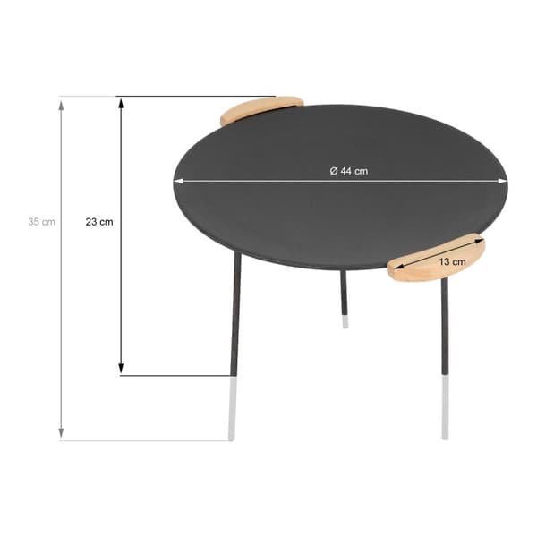 ECD Germany GRILL PAN valmistettu valuraudasta 6 jalkaa 2 korkeudessa Ø44cm pyöreä, hollantilainen uuni jalusta Grilli BBQ, puukahvat, helppo siivous