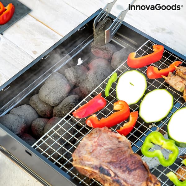 Sammenleggbar bærbar grill for bruk med kull BearBQ InnovaGoods