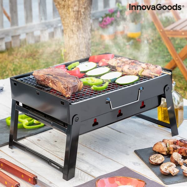 Sammenleggbar bærbar grill for bruk med kull BearBQ InnovaGoods