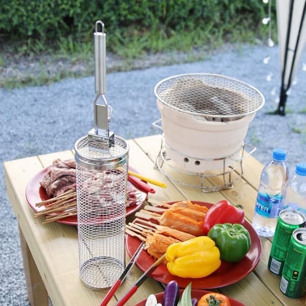 XL Grillkorg m Uppgraderad Handtag.  Rullgrill 30cm+17cm Handtag