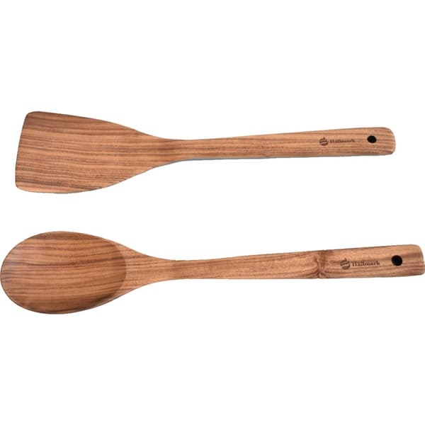 HÄLLMARK TRÄSPATEL 40 CM + TRÄSLEV 40 CM , stekspade trä, slev trä