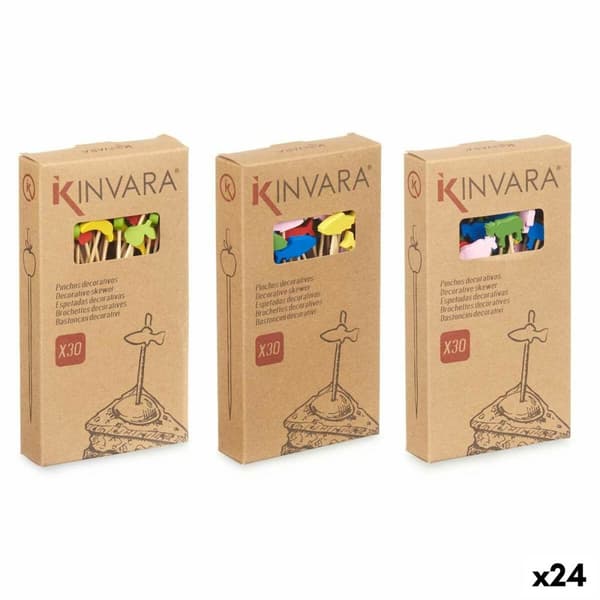 Sæt med grillspyd Kinvara 47527 Bambus 2,5 x 0,4 x 12,5 cm Spyd Dekoreret (24 enheder)