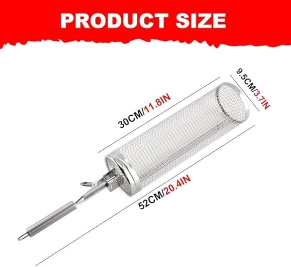XL Grillkorg m Uppgraderad Handtag. Rullgrill 30cm+17cm Handtag