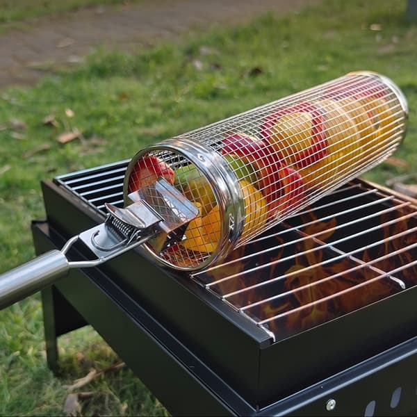 XL Grillkorg m Uppgraderad Handtag. Rullgrill 30cm+17cm Handtag