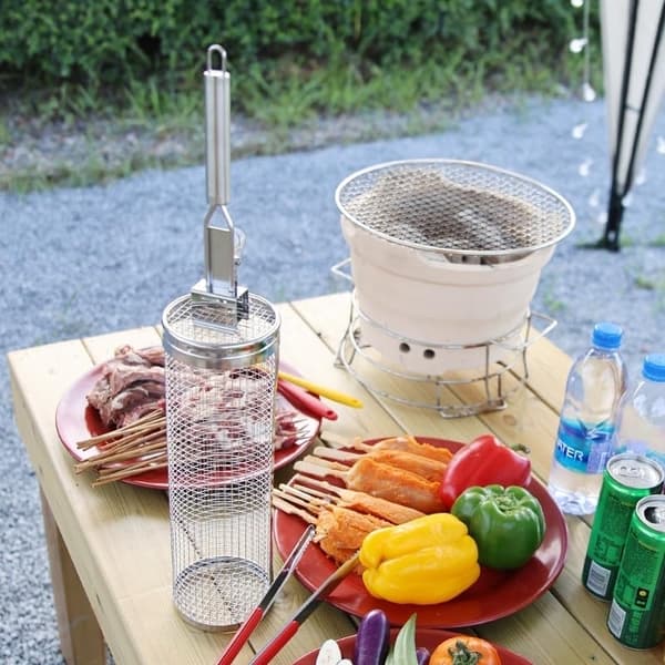 XL Grillkorg m Uppgraderad Handtag. Rullgrill 30cm+17cm Handtag
