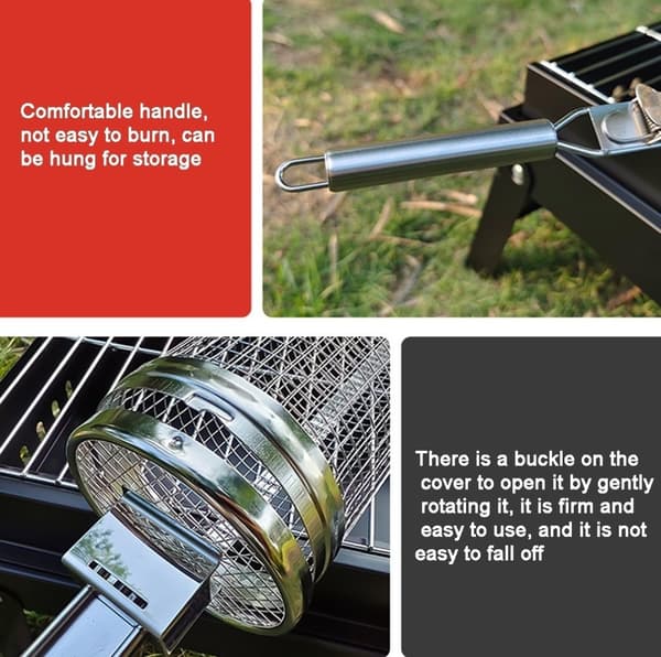 XL Grillkorg m Uppgraderad Handtag.  Rullgrill 30cm+17cm Handtag