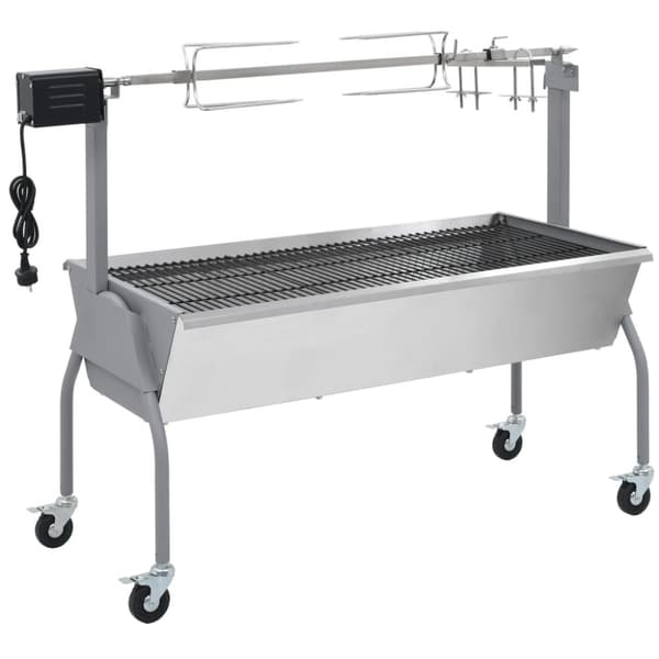 vidaXL elektrisk grill med rotisserie rustfrit stål Sølv