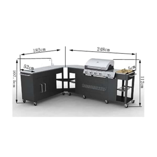 vidaXL gasgrill 4 + 1 grillzoner