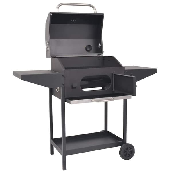 vidaXL BBQ smoker kul med bundhylde sort