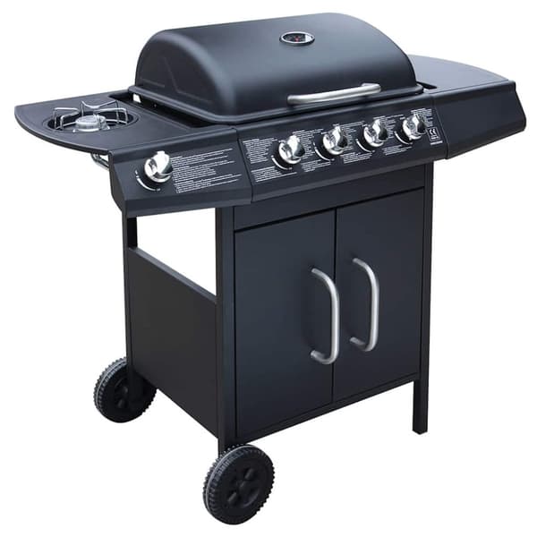 vidaXL gasgrill 4 + 1 grillzoner sort