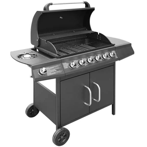 vidaXL Gasolgrill 6+1 kokzoner svart