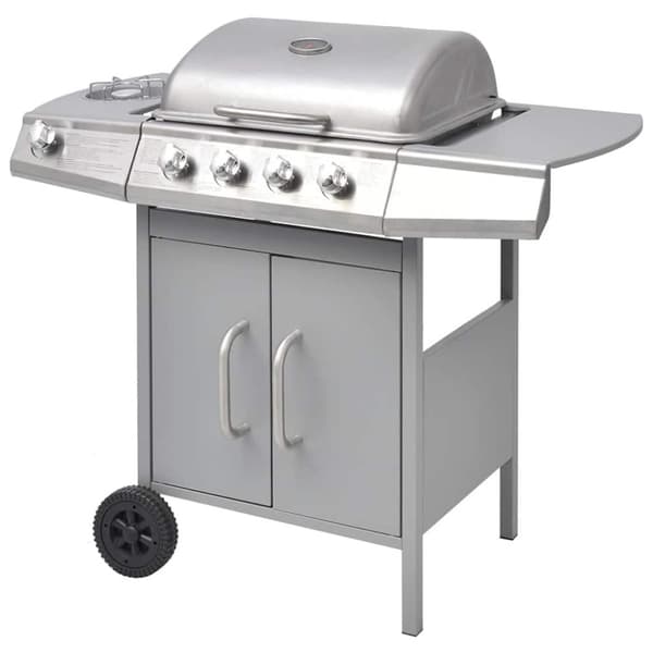 vidaXL gasgrill 4 + 1 grillzoner sølvfarvet