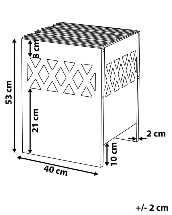 Tulisija musta 40 x 53 x 40 cm teräs grilliritilä hiilihanko neliö puu hiili kompakti