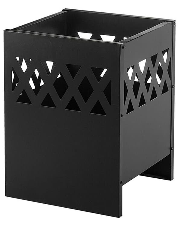 Tulisija musta 40 x 53 x 40 cm teräs grilliritilä hiilihanko neliö puu hiili kompakti