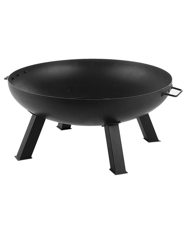 Bålfad i Sort Stål 35 cm Rund Udendørs Have inkludere grilltilbehør