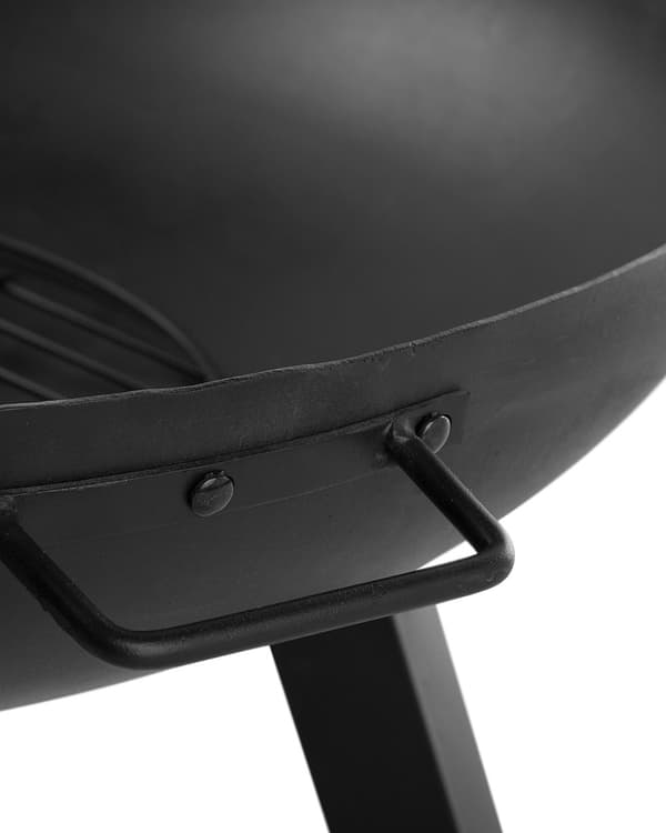 Bålfad i Sort Stål 35 cm Rund Udendørs Have inkludere grilltilbehør